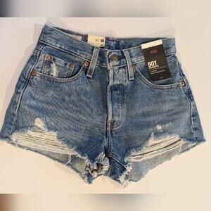 NEW Levi's 501 High Rise Denim Shorts Distressed Women's Size 24